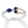 Thumbnail Image 0 of Natural Sapphire Ring White Topaz Sterling Silver/10K Yellow Gold