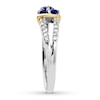 Thumbnail Image 2 of Natural Sapphire Ring White Topaz Sterling Silver/10K Yellow Gold