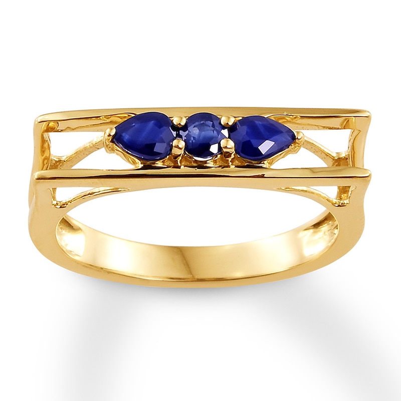 Natural Sapphire Flat-top Ring 10K Yellow Gold