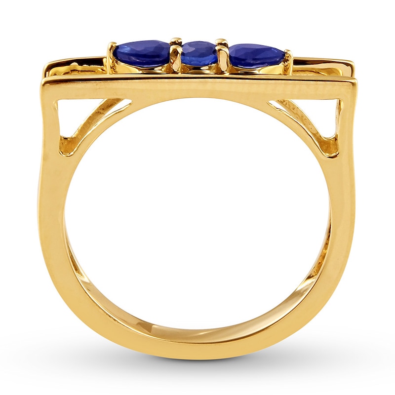 Natural Sapphire Flat-top Ring 10K Yellow Gold
