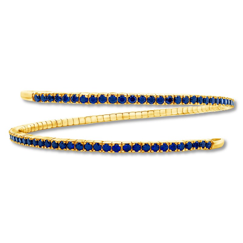 Main Image 1 of Natural Sapphire Coil Bangle 10K Yellow Gold