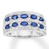 Thumbnail Image 0 of Lab-Created Blue & White Sapphire Ring 10K White Gold