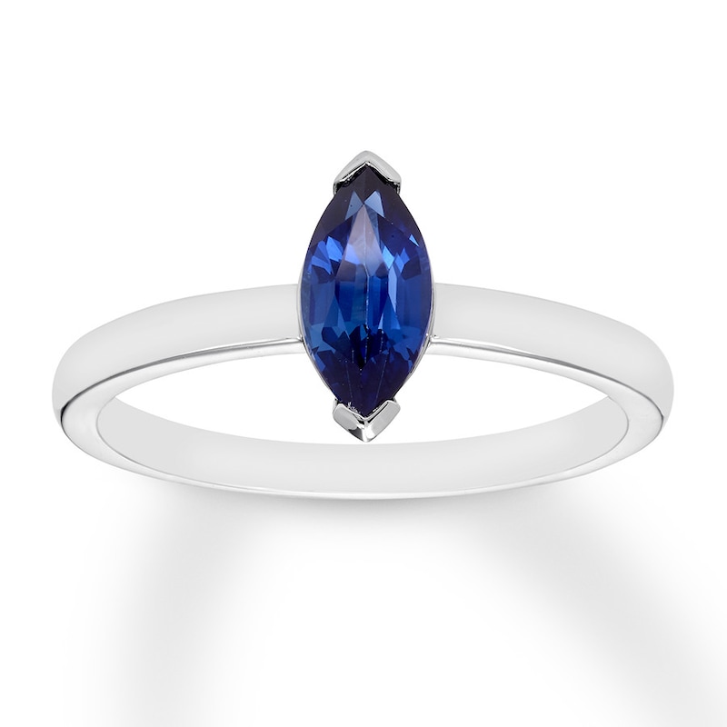 Lab-Created Sapphire Ring Marquise 10K White Gold