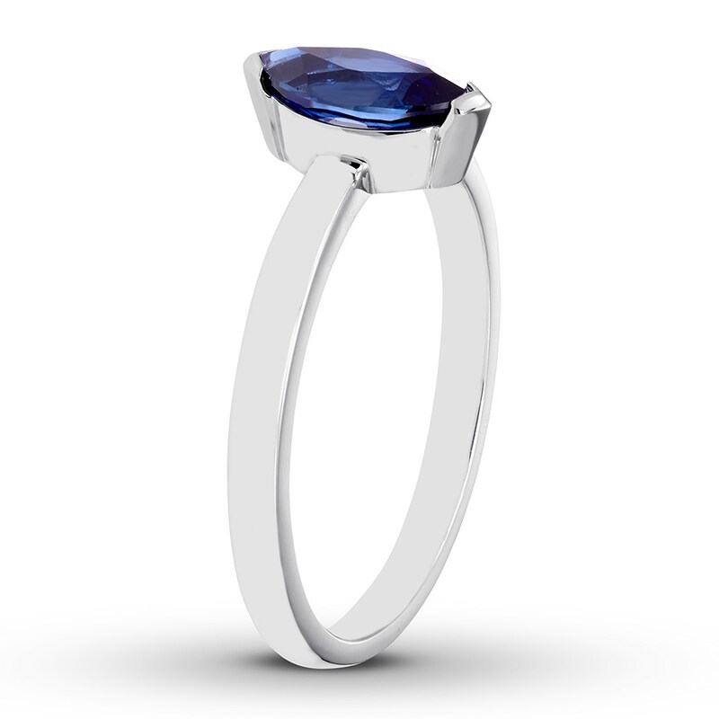 Lab-Created Sapphire Ring Marquise 10K White Gold