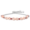 Thumbnail Image 0 of Lab-Created Ruby Bolo Bracelet Sterling Silver/10K Rose Gold
