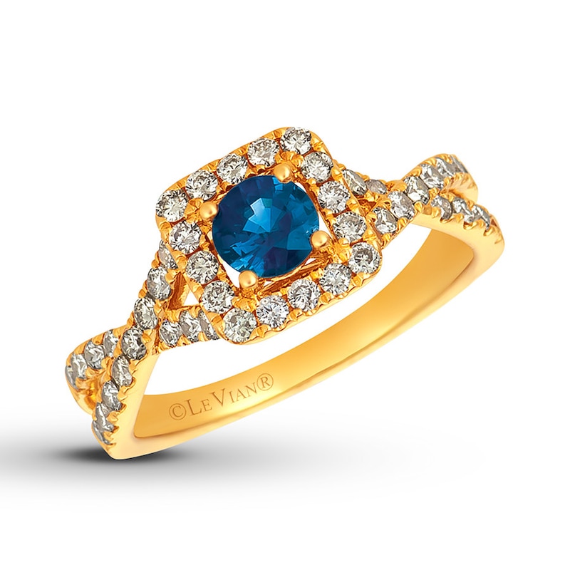 Le Vian Natural Sapphire Ring 5/8 ct tw Diamonds 14K Honey Gold