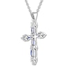 Thumbnail Image 3 of Blue & White Lab-Created Sapphire Cross Necklace 10K White Gold