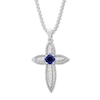 Thumbnail Image 0 of Natural Blue & White Sapphire Cross Necklace 10K White Gold