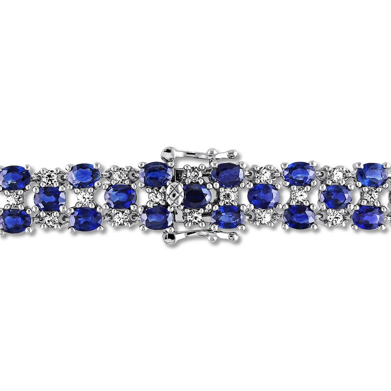 Main Image 2 of Natural Blue and White Sapphire Bracelet 14K White Gold