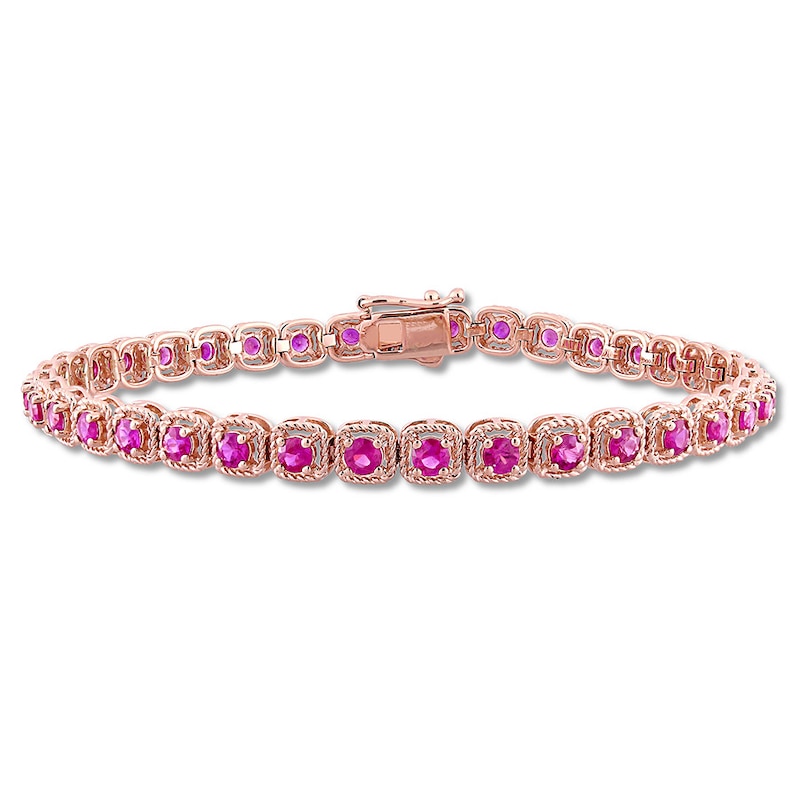 Natural Pink Sapphire Bracelet 14K Rose Gold