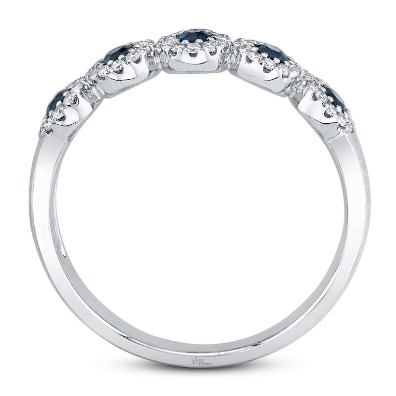 Shy Creation Sapphire Ring 1/8 ct tw Diamonds 14K White Gold SC55003012