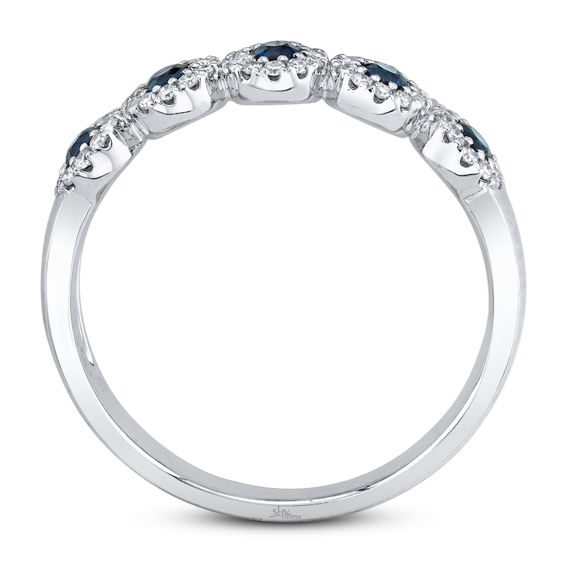 Main Image 2 of Shy Creation Sapphire Ring 1/8 ct tw Diamonds 14K White Gold SC55003012