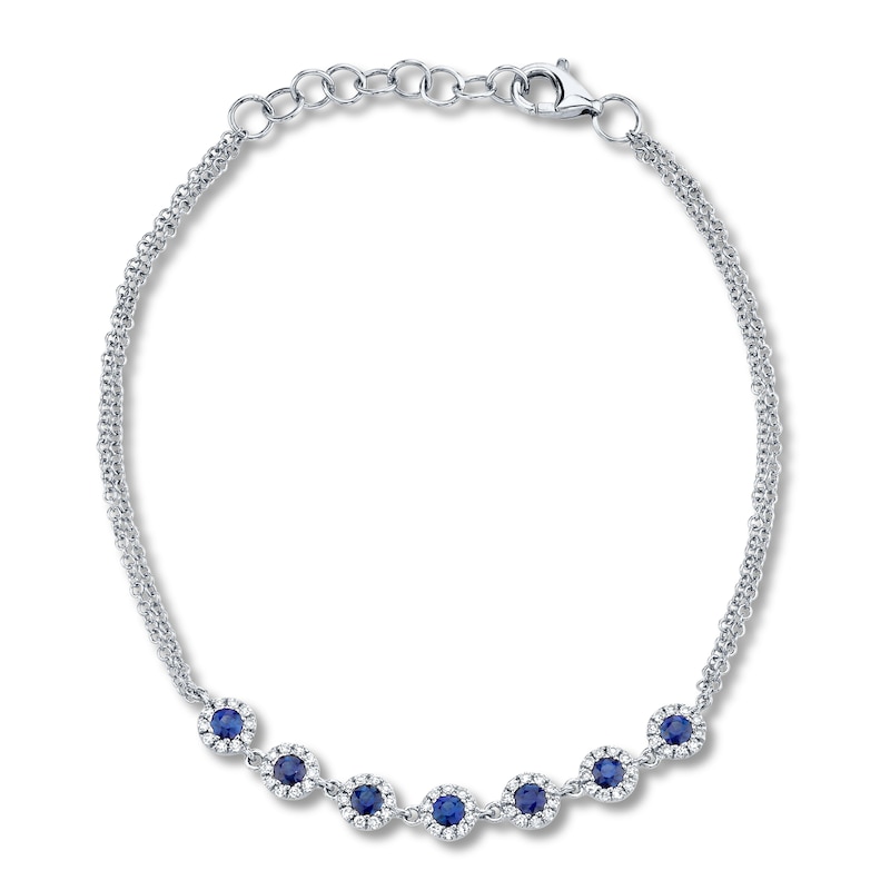 Main Image 1 of Shy Creation Sapphire Adjustable Bracelet 1/5 cttw Diamonds 14K White Gold SC55005033