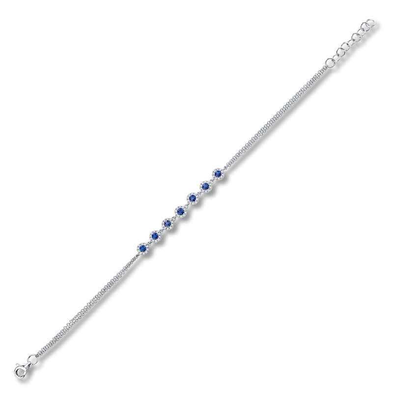 Main Image 2 of Shy Creation Sapphire Adjustable Bracelet 1/5 cttw Diamonds 14K White Gold SC55005033