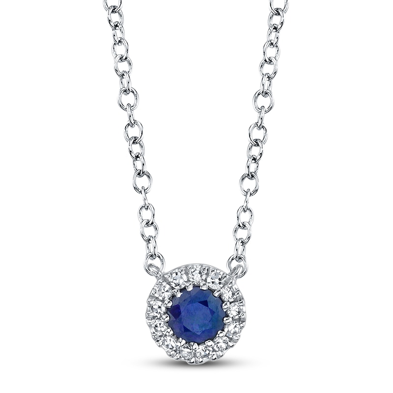 Shy Creation Sapphire Necklace with Diamonds 14K White Gold SC55002751