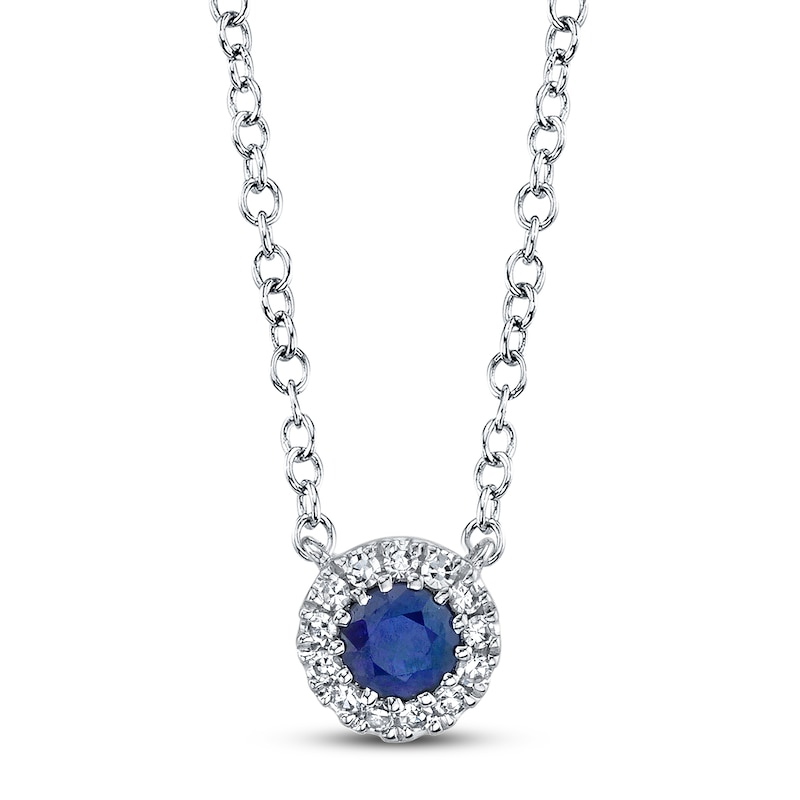 Main Image 1 of Shy Creation Sapphire Necklace with Diamonds 14K White Gold SC55002751