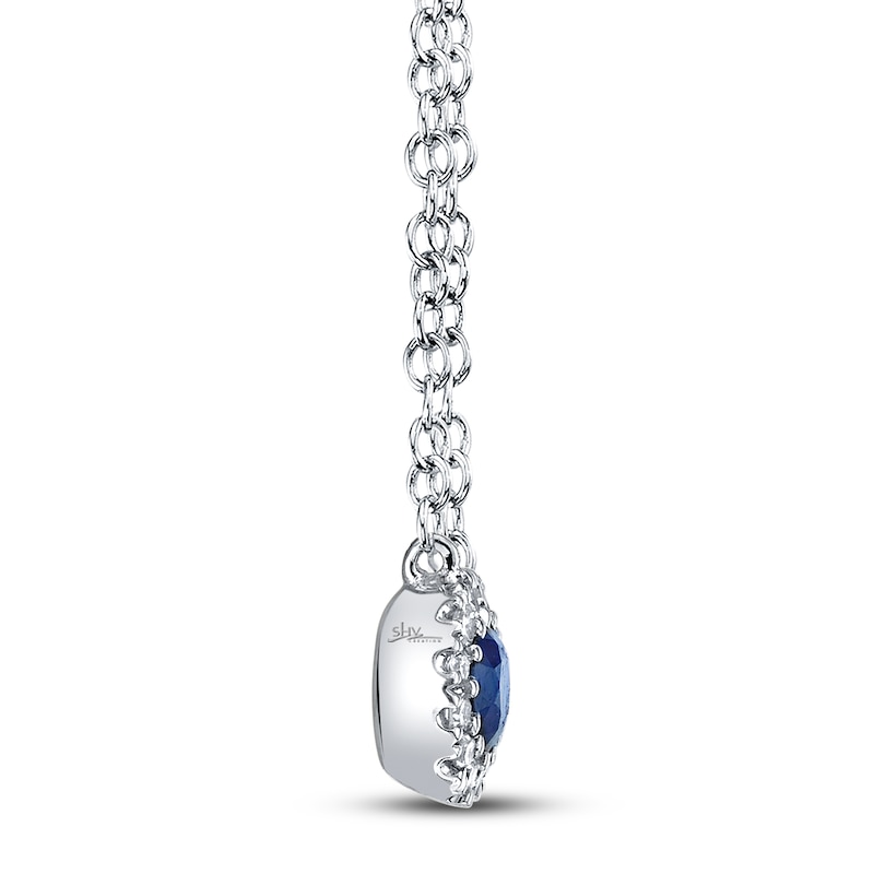 Shy Creation Sapphire Necklace with Diamonds 14K White Gold SC55002751