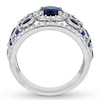 Thumbnail Image 1 of Natural Sapphire Ring 1/2 carat tw Diamonds 14K White Gold