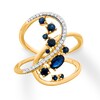 Thumbnail Image 1 of Natural Sapphire Ring 1/6 ct tw Diamonds 10K Yellow Gold