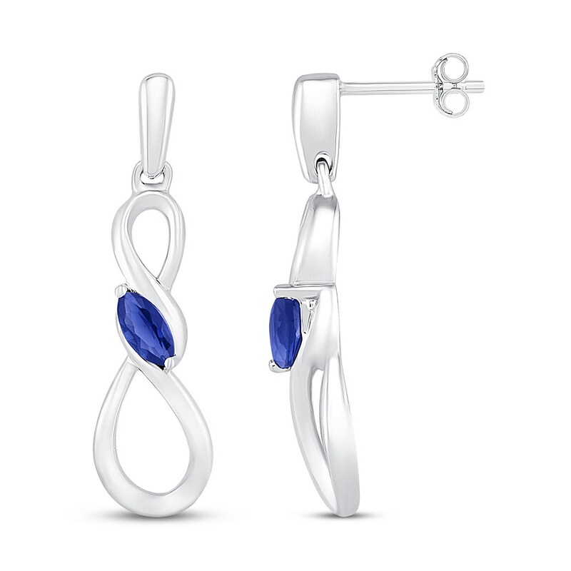Main Image 1 of Lab-Created Sapphire Infinity Earrings Sterling Silver