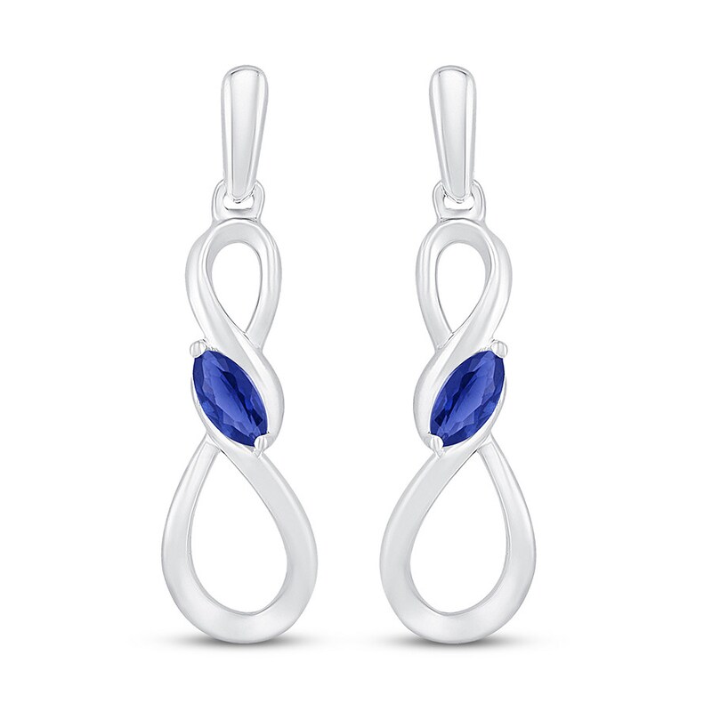 Main Image 2 of Lab-Created Sapphire Infinity Earrings Sterling Silver