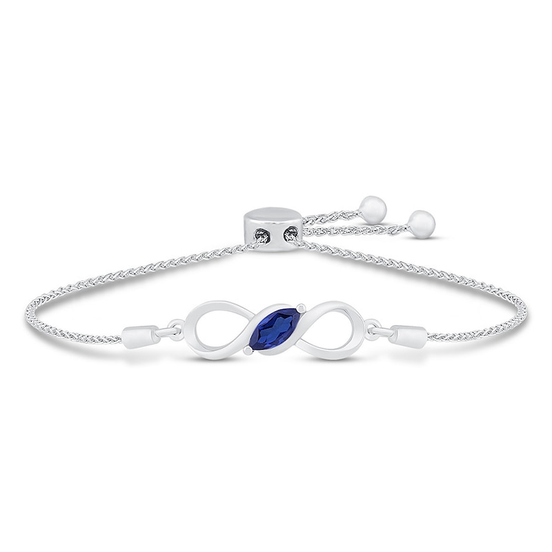 Lab-Created Sapphire Infinity Bolo Bracelet Sterling Silver