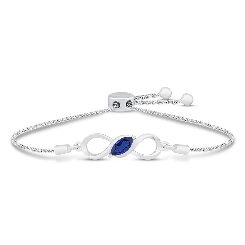 Main Image 1 of Lab-Created Sapphire Infinity Bolo Bracelet Sterling Silver