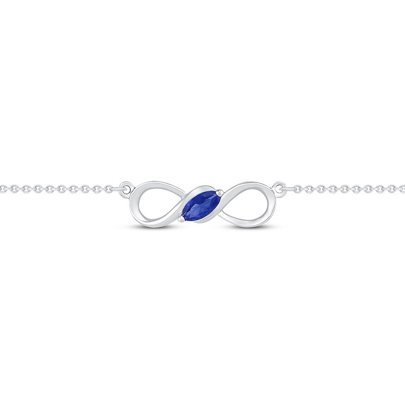 Main Image 1 of Lab-Created Sapphire Infinity Anklet Sterling Silver