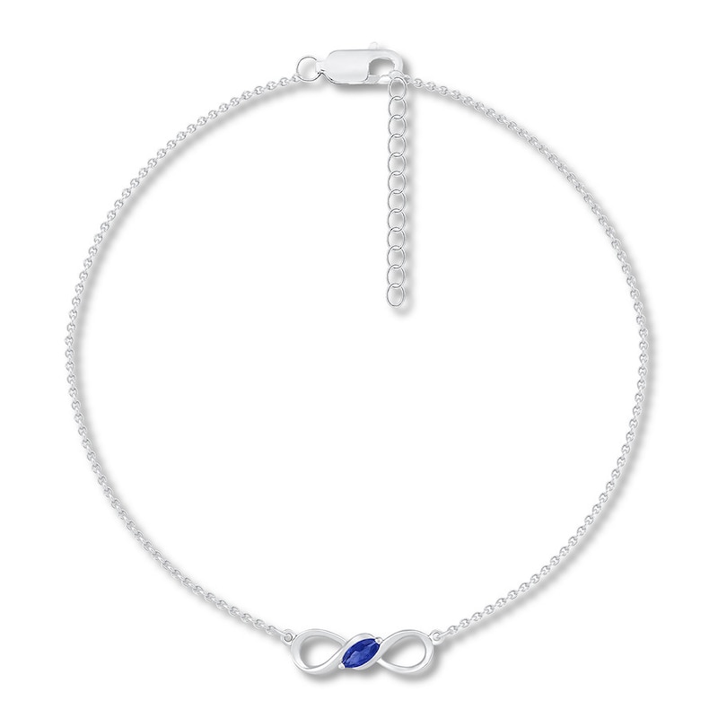 Main Image 2 of Lab-Created Sapphire Infinity Anklet Sterling Silver