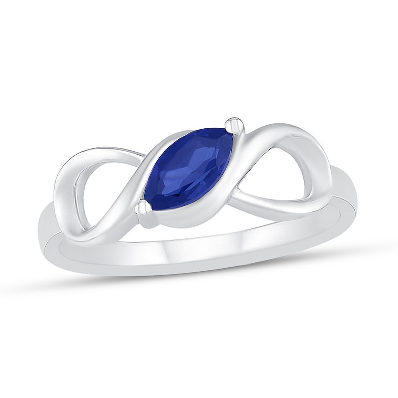 Main Image 1 of Lab-Created Sapphire Infinity Ring Sterling Silver