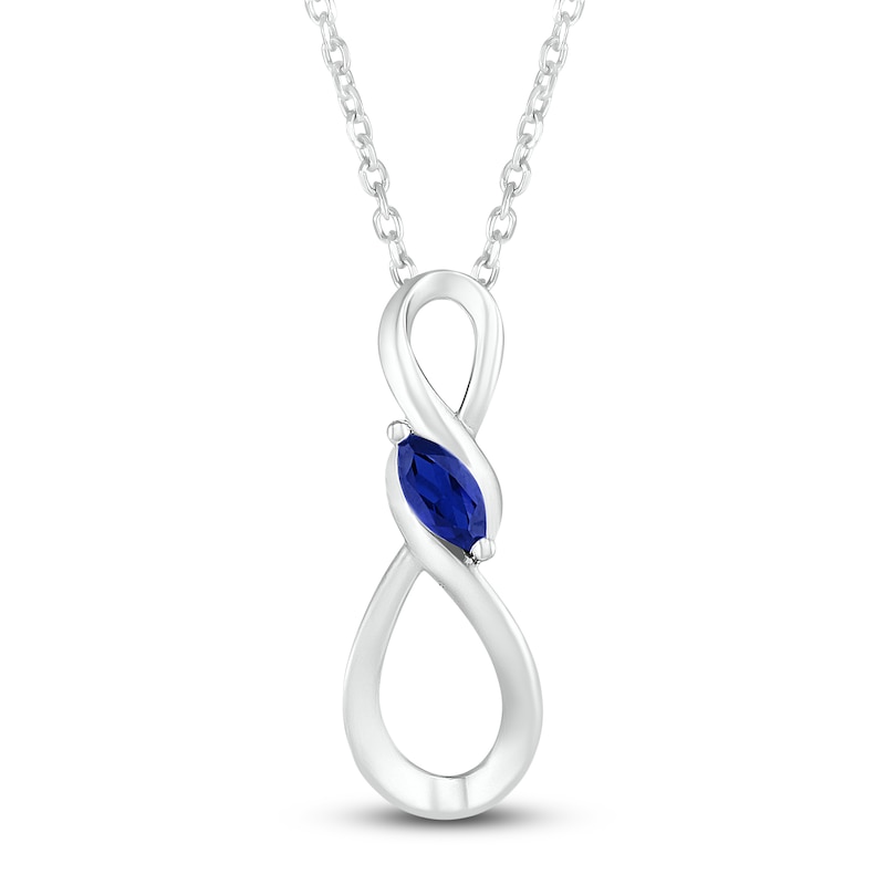 Main Image 2 of Lab-Created Sapphire Infinity Necklace Sterling Silver