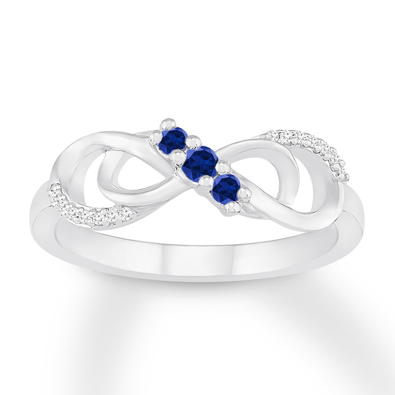 Lab-Created Sapphire & Diamond Infinity Ring Sterling Silver