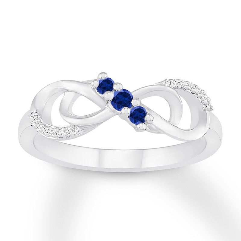 Main Image 1 of Lab-Created Sapphire & Diamond Infinity Ring Sterling Silver