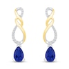 Thumbnail Image 1 of Lab-Created Sapphire Infinity Earrings 1/15 ct tw Diamonds Sterling Silver/10K Yellow Gold