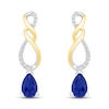 Thumbnail Image 2 of Lab-Created Sapphire Infinity Earrings 1/15 ct tw Diamonds Sterling Silver/10K Yellow Gold