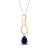 Thumbnail Image 1 of Lab-Created Sapphire Infinity Necklace Sterling Silver/10K Yellow Gold