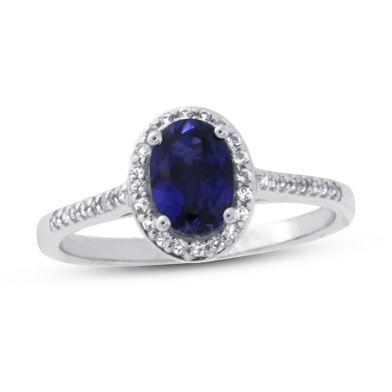 Lab-Created Sapphire & White Topaz Ring 10K White Gold