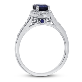 Lab-Created Sapphire & White Topaz Ring 10K White Gold | Jared