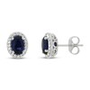 Lab-Created Sapphire & White Topaz Earrings 10K White Gold