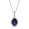 Thumbnail Image 1 of Lab-Created Sapphire & White Topaz Necklace 10K White Gold