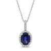 Thumbnail Image 0 of Lab-Created Sapphire & White Topaz Necklace 10K White Gold