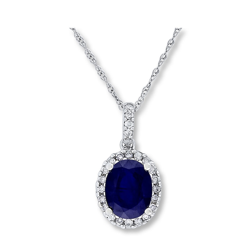 Main Image 1 of Sapphire Necklace 1/4 ct tw Diamonds 14K White Gold