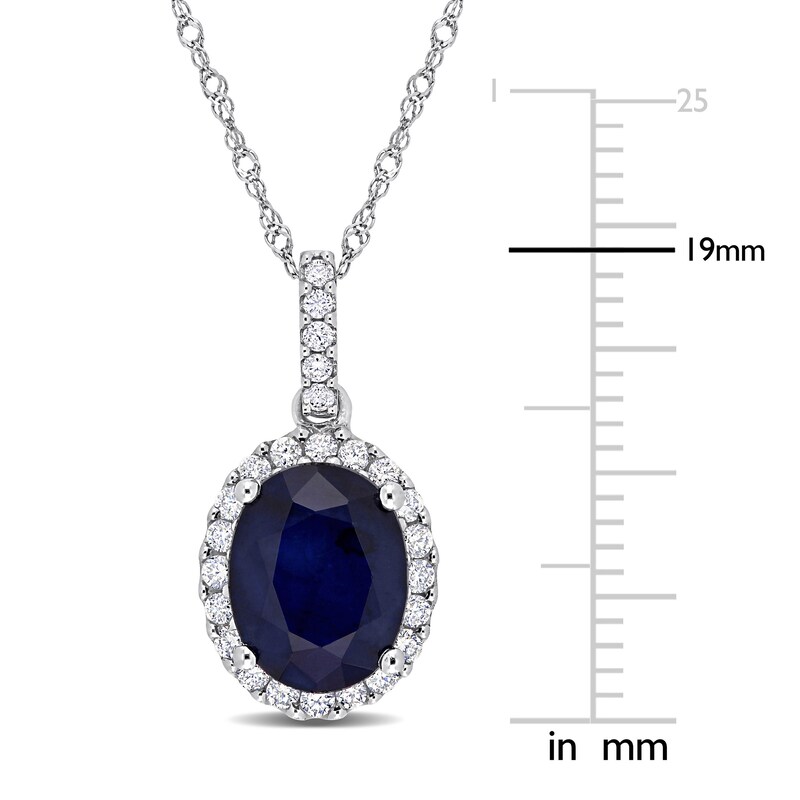 Main Image 3 of Sapphire Necklace 1/4 ct tw Diamonds 14K White Gold