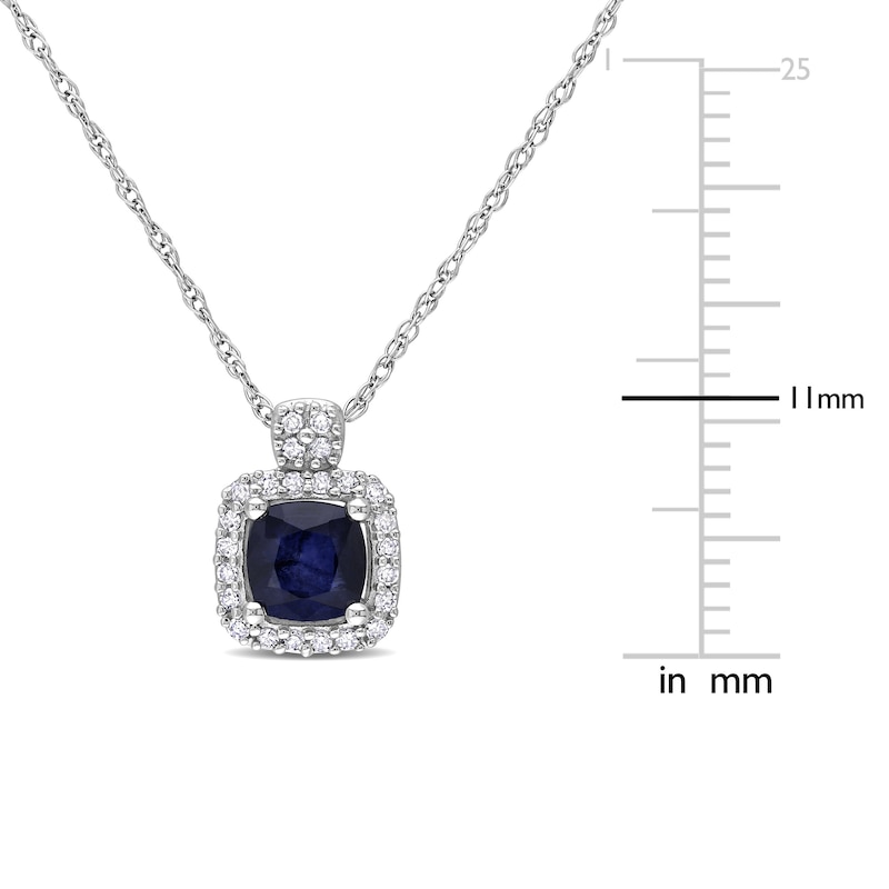 Main Image 3 of Sapphire Necklace 1/10 ct tw Diamonds 10K White Gold