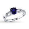 Lab-Created Sapphire Ring 1/15 ct tw Diamonds 10K White Gold