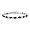 Thumbnail Image 1 of Natural Sapphire Tennis Bracelet Diamond Accents Sterling Silver