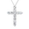 Thumbnail Image 1 of Cross Necklace Lab-Created Sapphires Sterling Silver
