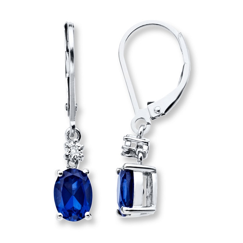 Lab-Created Sapphire Earrings with Diamonds Sterling Silver