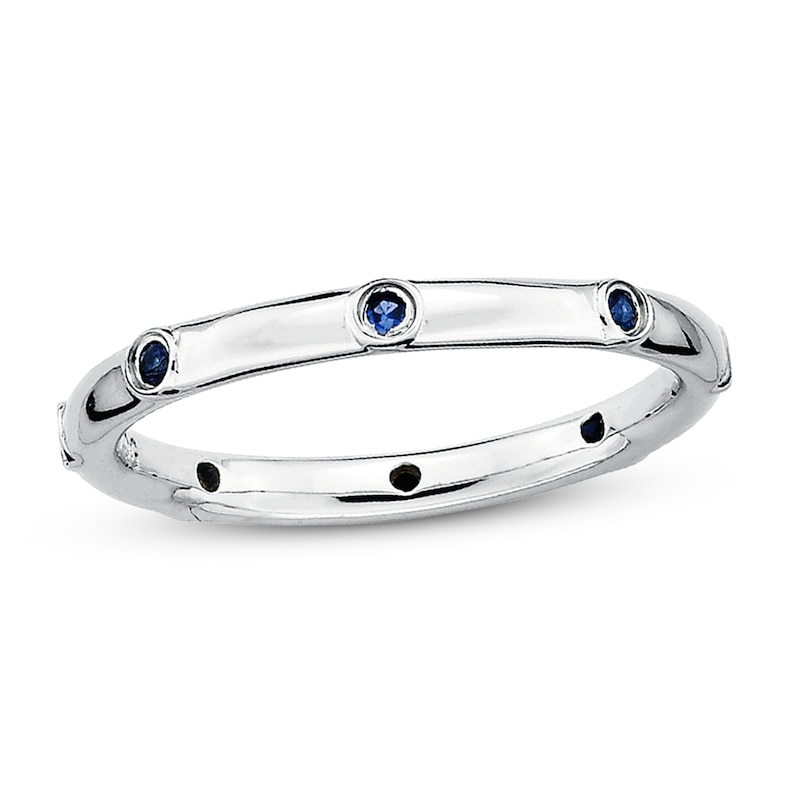 Main Image 1 of Stackable Ring Lab-Created Sapphires Sterling Silver