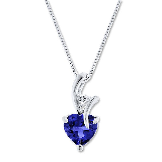 Jared The Galleria Of Jewelry Lab-Created Sapphires Blue & White Necklace Sterling Silver